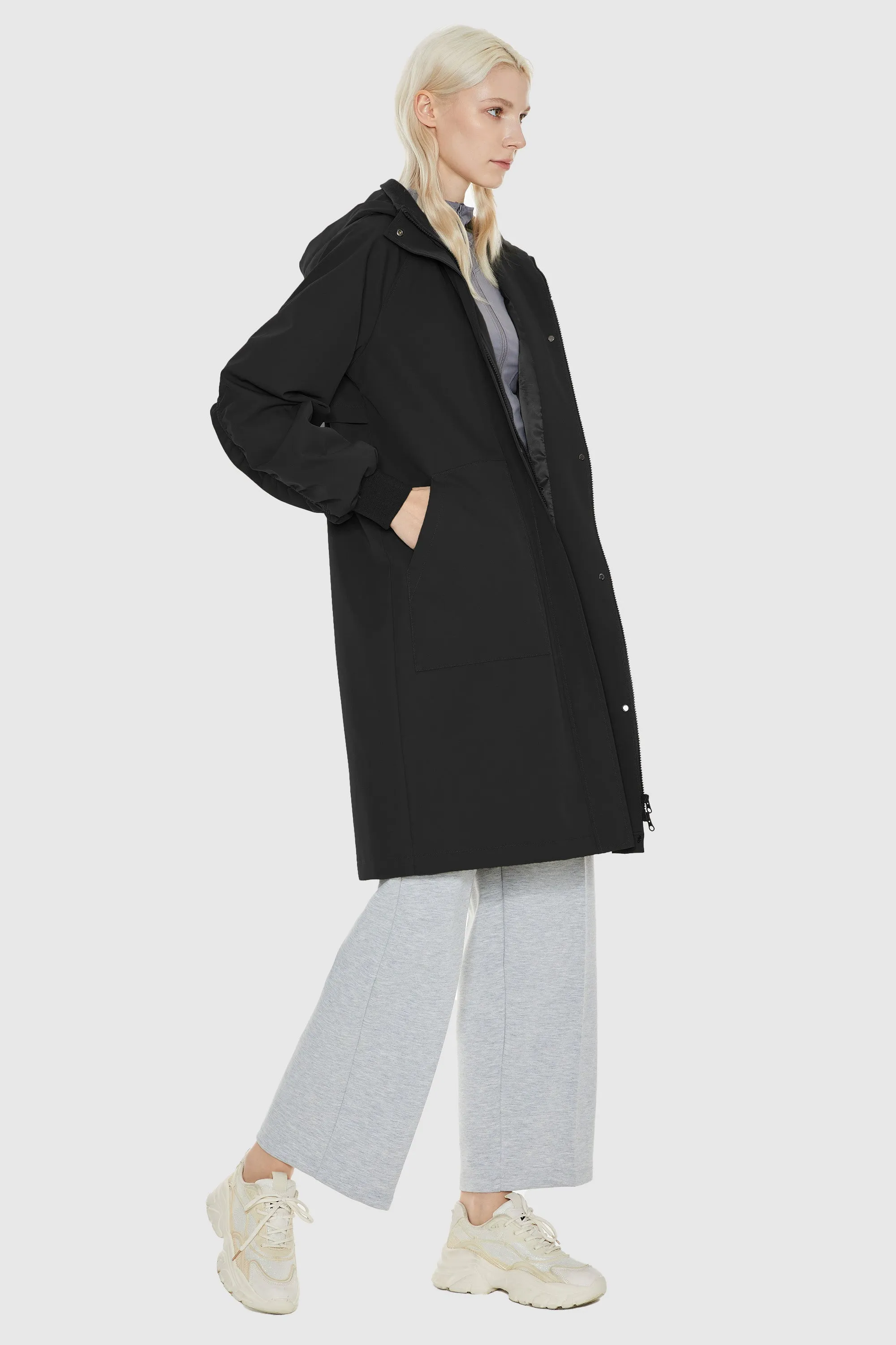 Mid-Length Hooded Belted Trench Coat