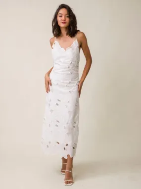 Morning Glory Midi Dress in White