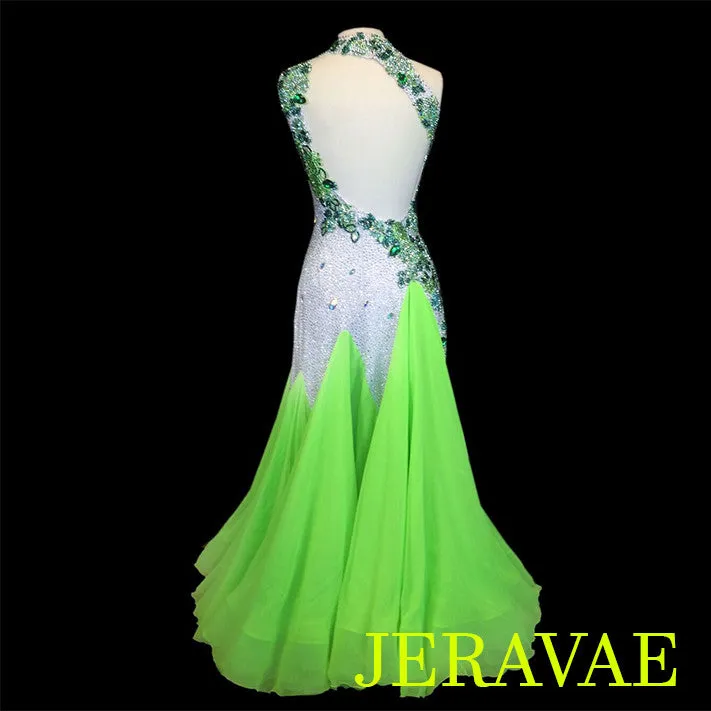 Neon Lime Green & White Smooth Ballroom Dress M/L SMO017 sz Medium/Large