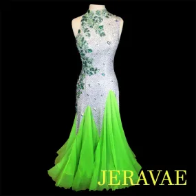 Neon Lime Green & White Smooth Ballroom Dress M/L SMO017 sz Medium/Large