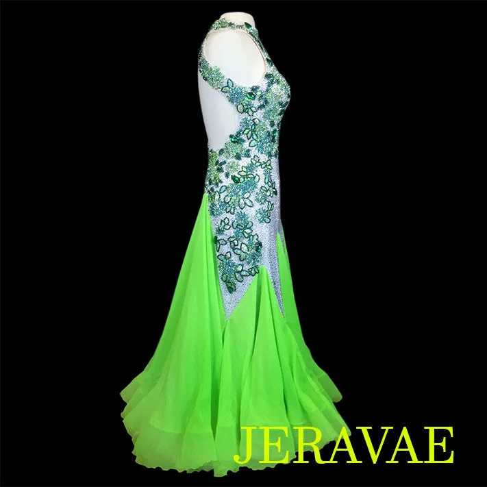 Neon Lime Green & White Smooth Ballroom Dress M/L SMO017 sz Medium/Large