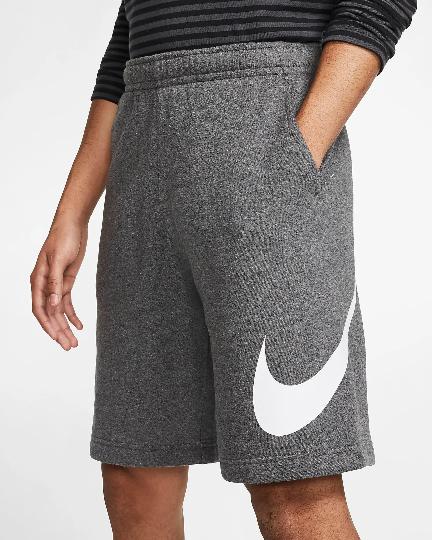 Nike Men's Sportswear Club Shorts - Charcoal Heather / White