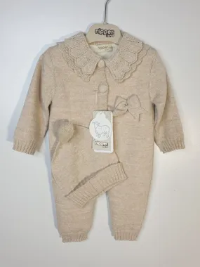 Nipperland Strickoverall mit Mütze-Beige-6508