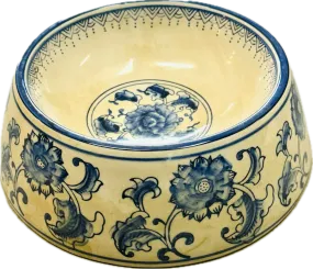 Non-Tip Dog Bowl - Blue and White