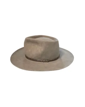 One of a kind, alabaster hat with custom hand embossed silver band