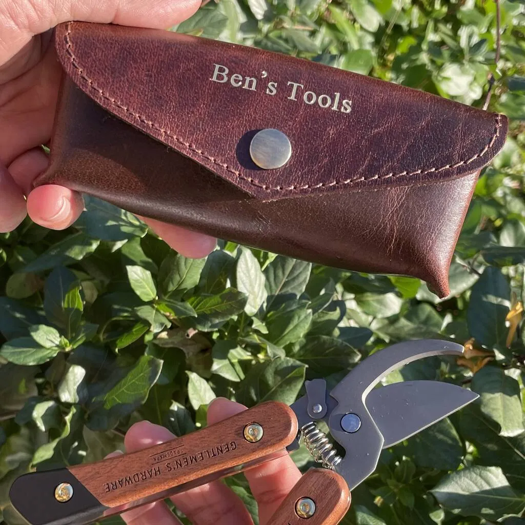 Personalised Leather Holder and Gardening Tool For Dads