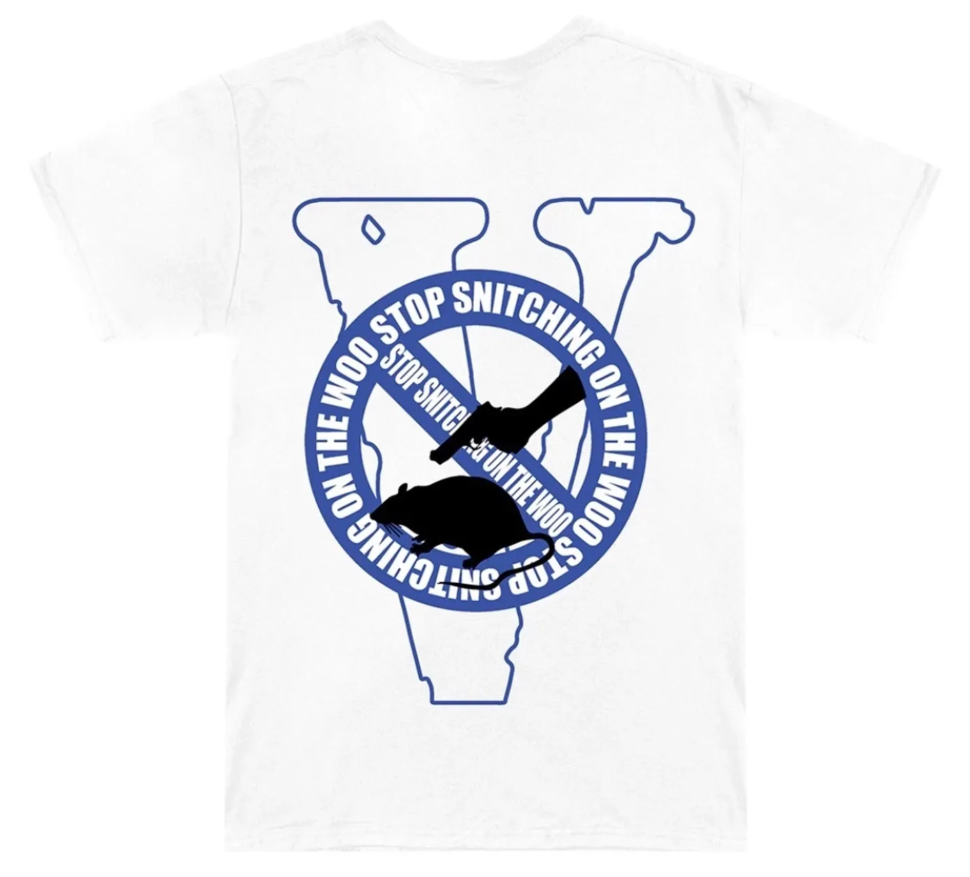 Pop Smoke x Vlone Stop Snitching T-shirt White/Blue