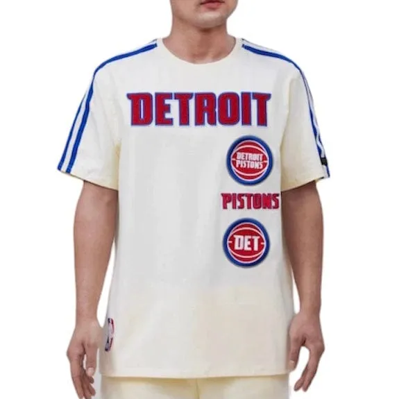 Pro Standard Detroit Pistons Retro Classic Sj Striped Tee (Eggshell/Royal Blue)