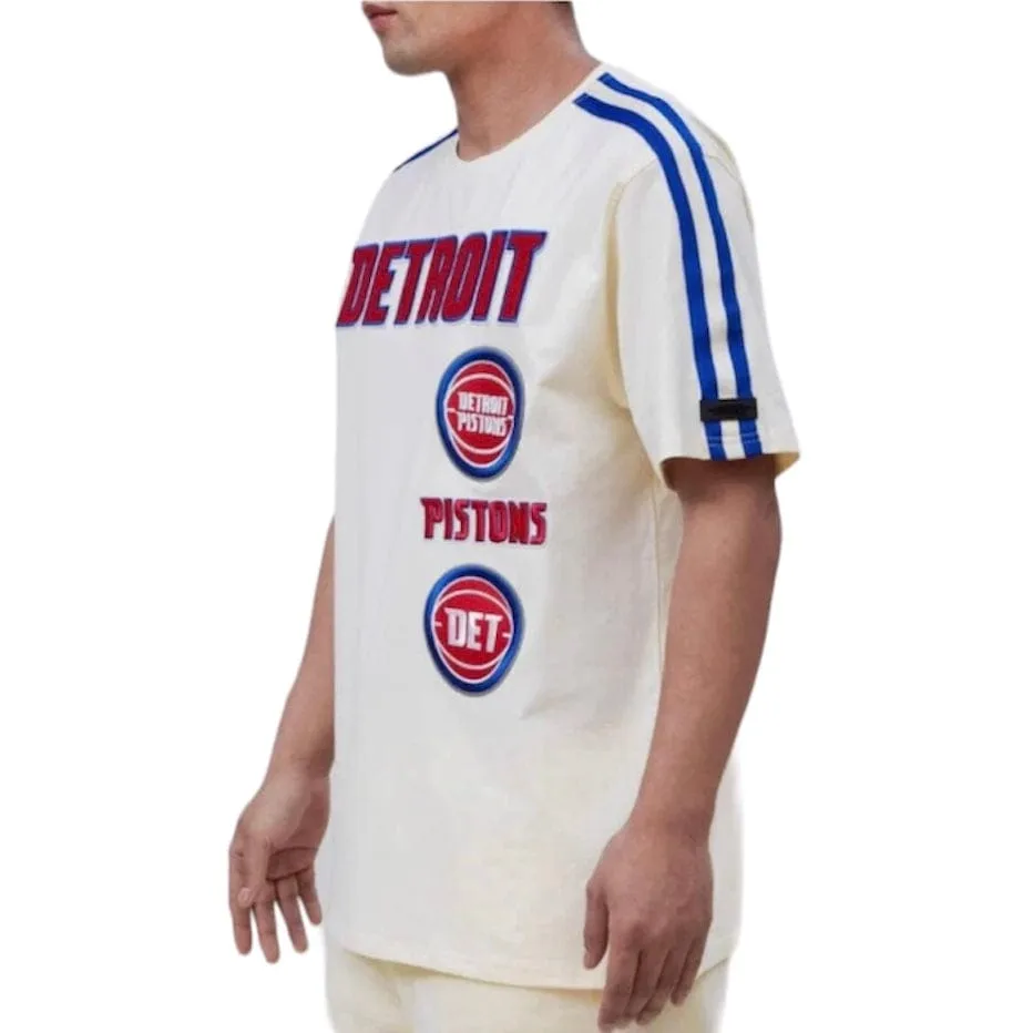 Pro Standard Detroit Pistons Retro Classic Sj Striped Tee (Eggshell/Royal Blue)