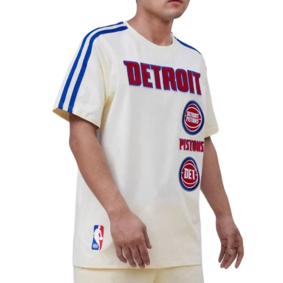 Pro Standard Detroit Pistons Retro Classic Sj Striped Tee (Eggshell/Royal Blue)