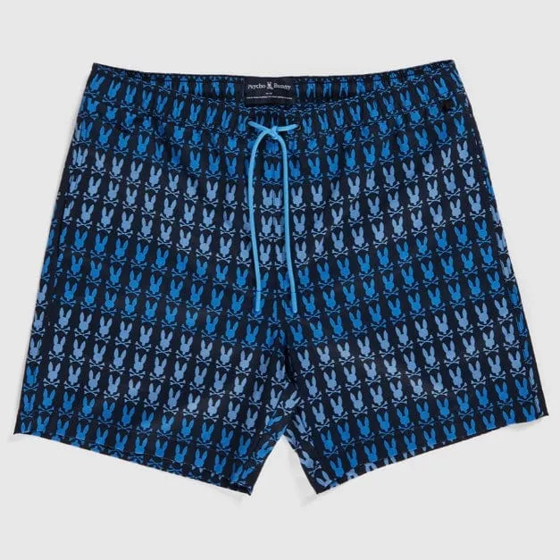 Psycho Bunny Barker All Over Print Swim Trunk (Navy) B6W151Y1PO