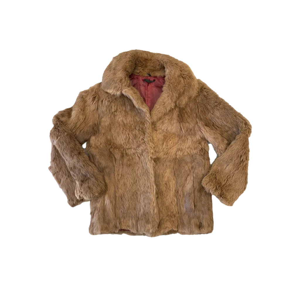 Rabbit Fur Coat Toffee UK 12