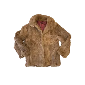 Rabbit Fur Coat Toffee UK 12