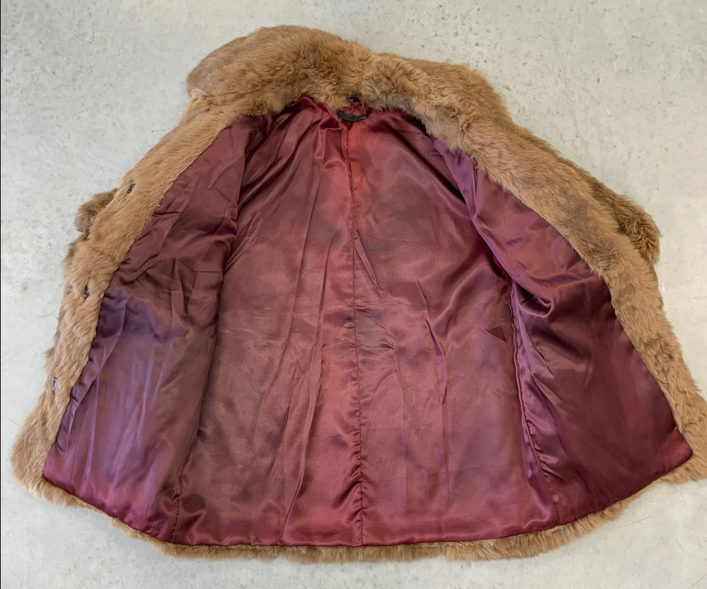 Rabbit Fur Coat Toffee UK 12