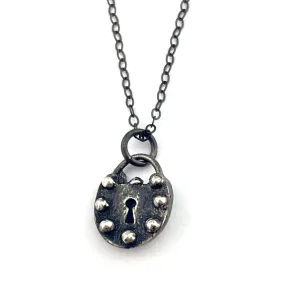 RIVETED LOCK Charm Necklace - Silver