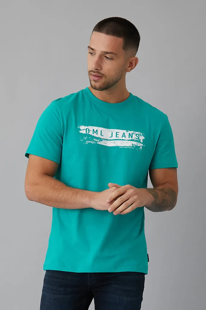 Score Printed crew neck t-shirt in Jade