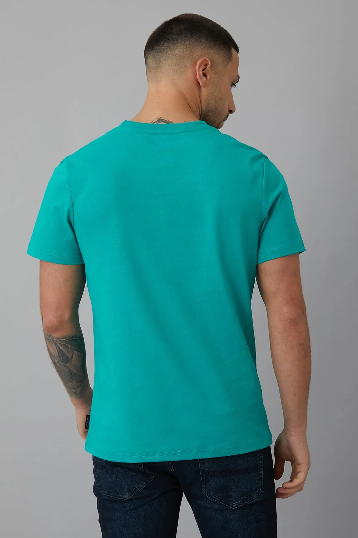 Score Printed crew neck t-shirt in Jade