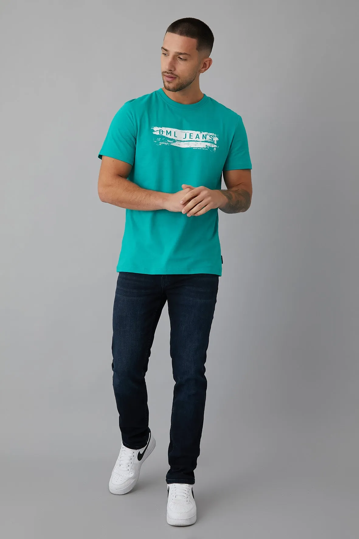 Score Printed crew neck t-shirt in Jade