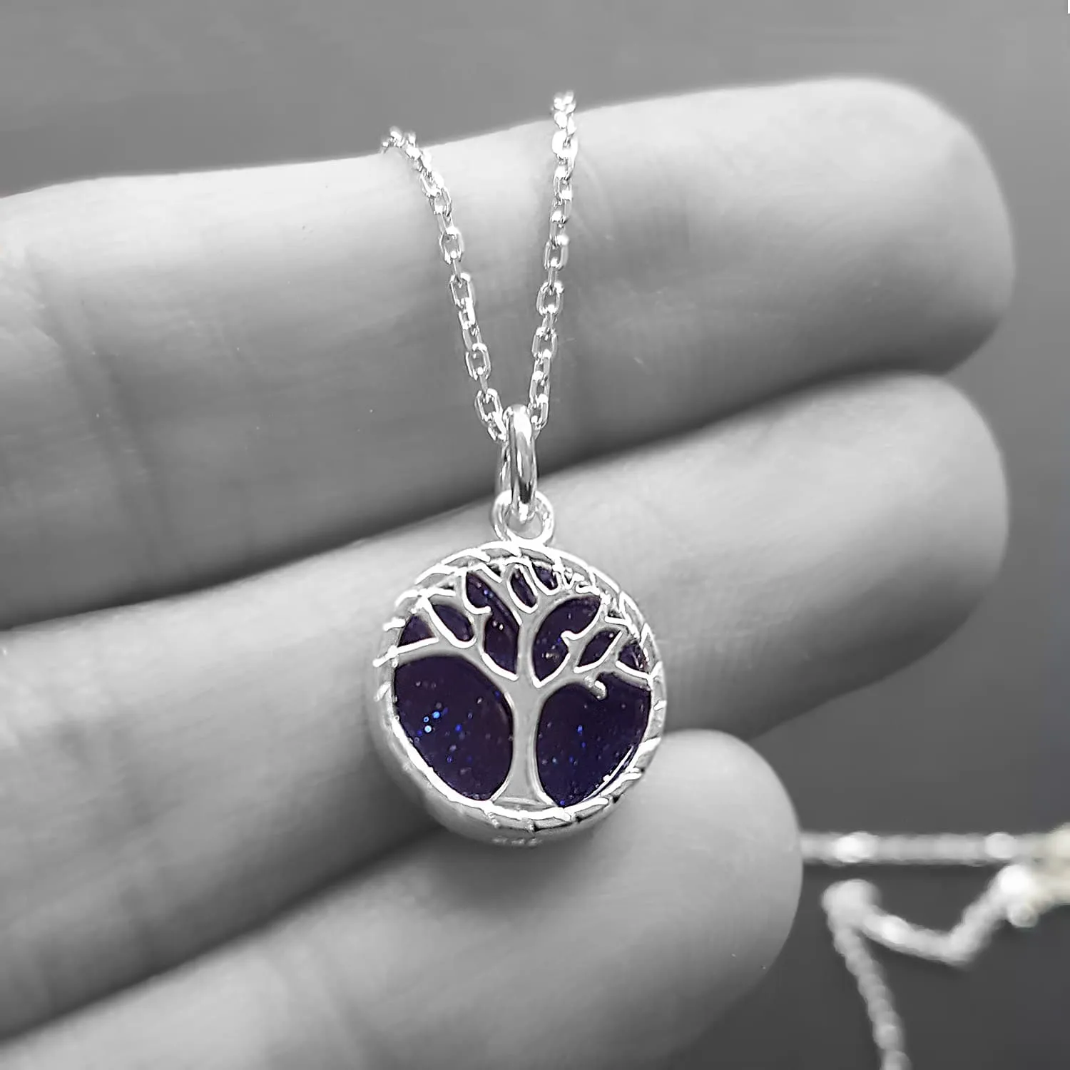 Small Goldstone Tree Of Life Pendant Necklace (sterling silver), Tree Of Life Jewellery