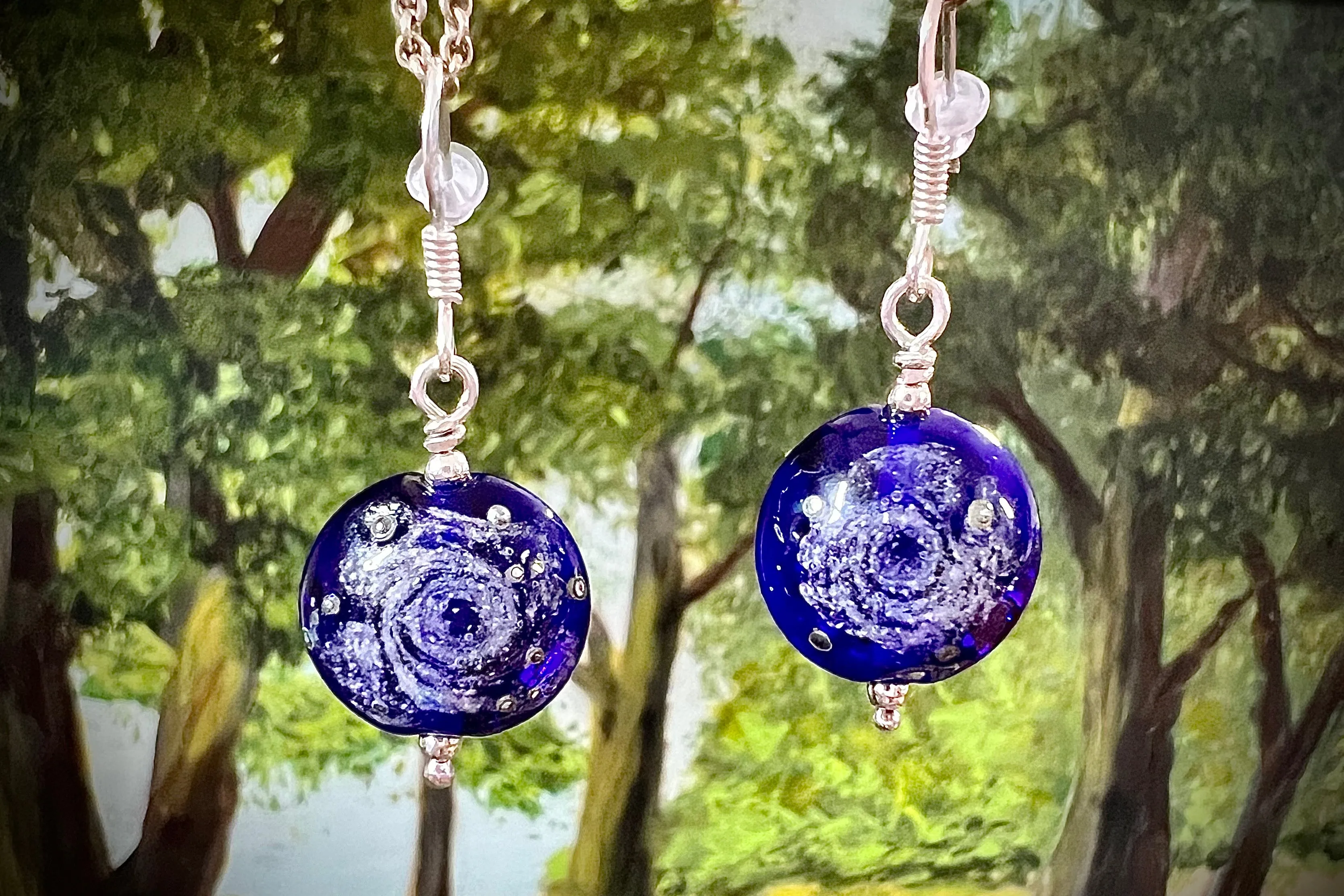 Starry Galaxy Earrings with Cremation Ash