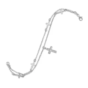 Sterling Silver Cross Bracelet-M H W ACCESSORIES