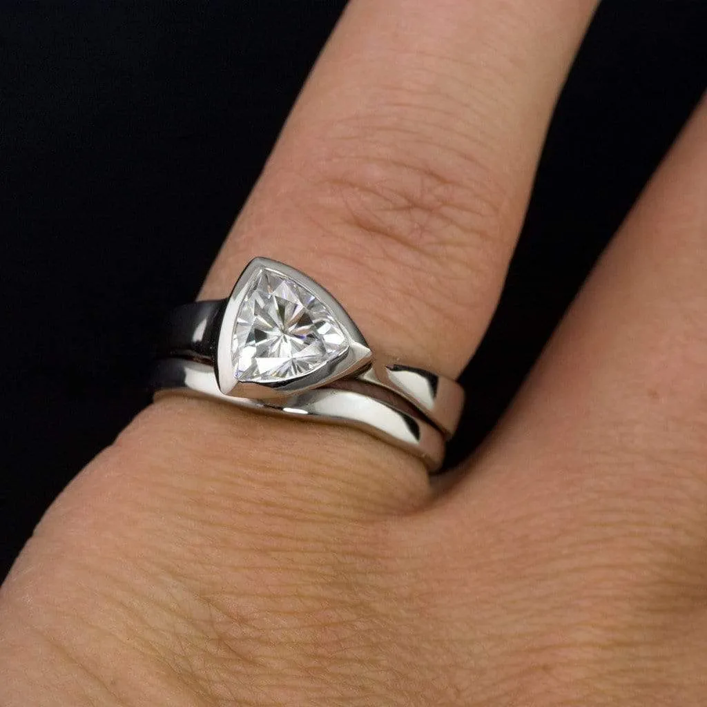 Trillion Moissanite Bezel Solitaire Engagement Ring