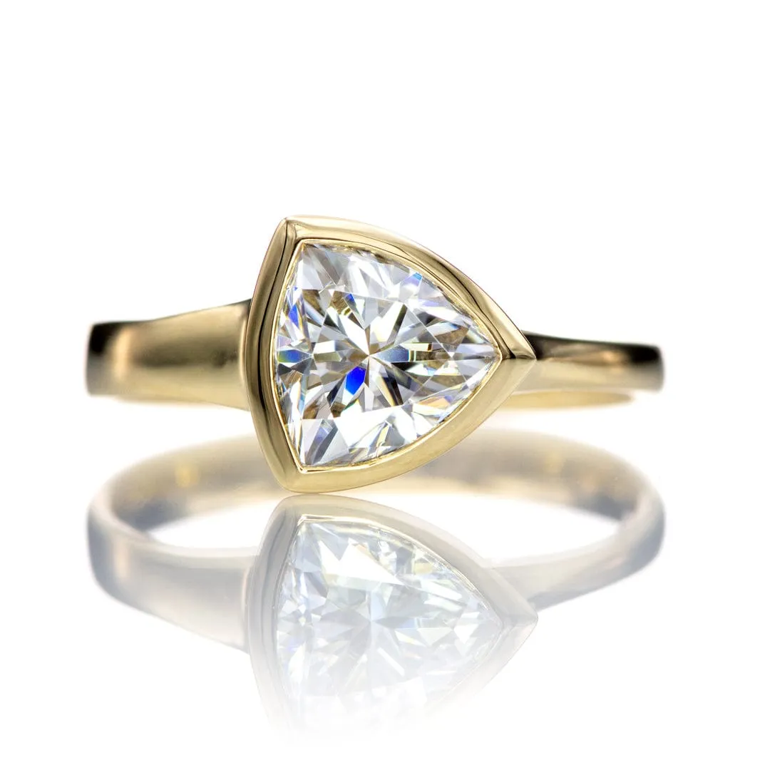 Trillion Moissanite Bezel Solitaire Engagement Ring