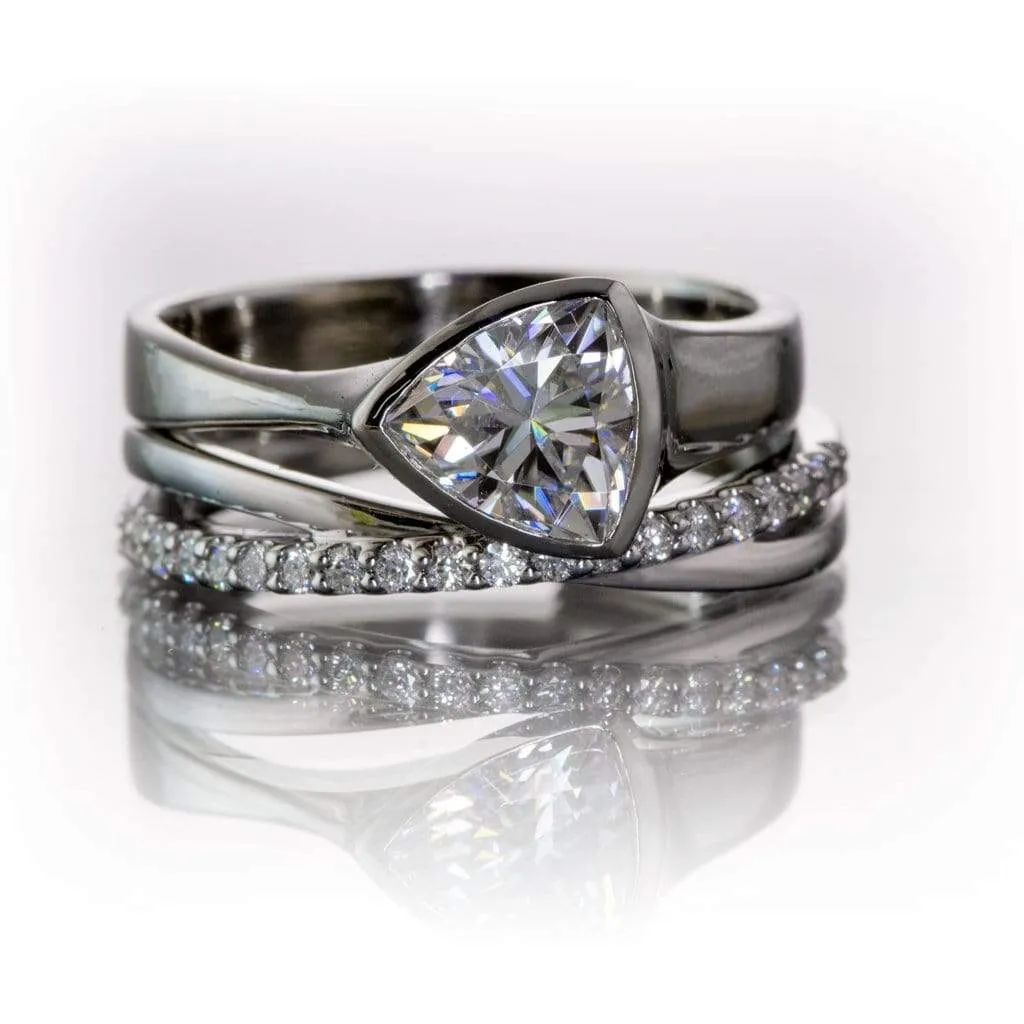 Trillion Moissanite Bezel Solitaire Engagement Ring