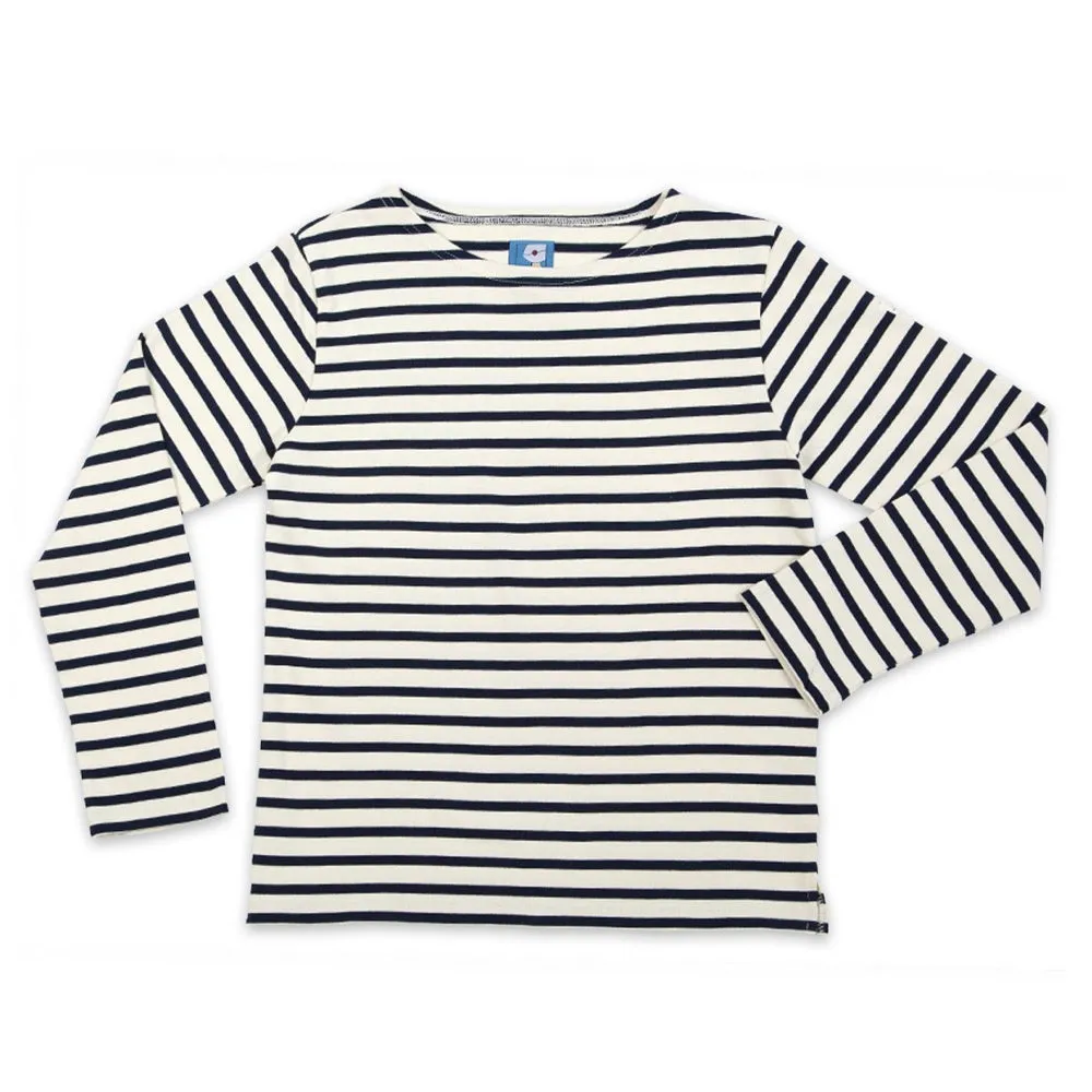 Unisex Striped Breton Top - Cream / Navy Blue