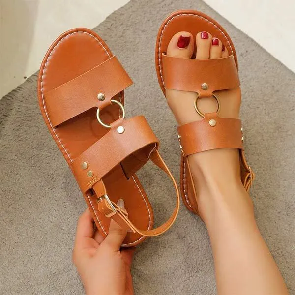 Woman's One-Band Buckle Strap Flat Sandals 29866167C