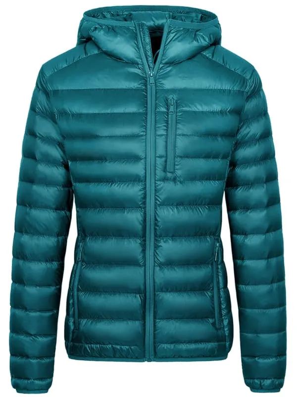 Women's Packable Down Jacket Lightweight Puffer Coat with Hood ThermoLite II